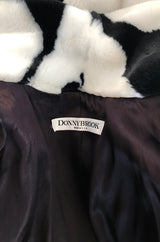 1980s Donnybrook Graphic Black & White Face Print Faux Fur Coat