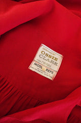 1970s Red Moss Crepe Ossie Clark Mini Dress