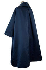 Important Fall 1958 Christian Dior by Yves Saint Laurent Haute Couture Deep Blue Silk Evening Coat