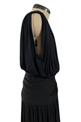 Spring 1983 Yves Saint Laurent Haute Couture Attr. Plunging Silk Jersey Top & Skirt Set