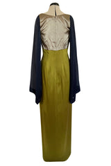 Incredible Fall 1994 Guy Laroche Haute Couture Runway Silk Hi Low Dress w Silk Chiffon Sleeves