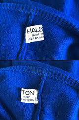 Museum Held 1977 Halston Blue Cashmere One Shoulder Dress