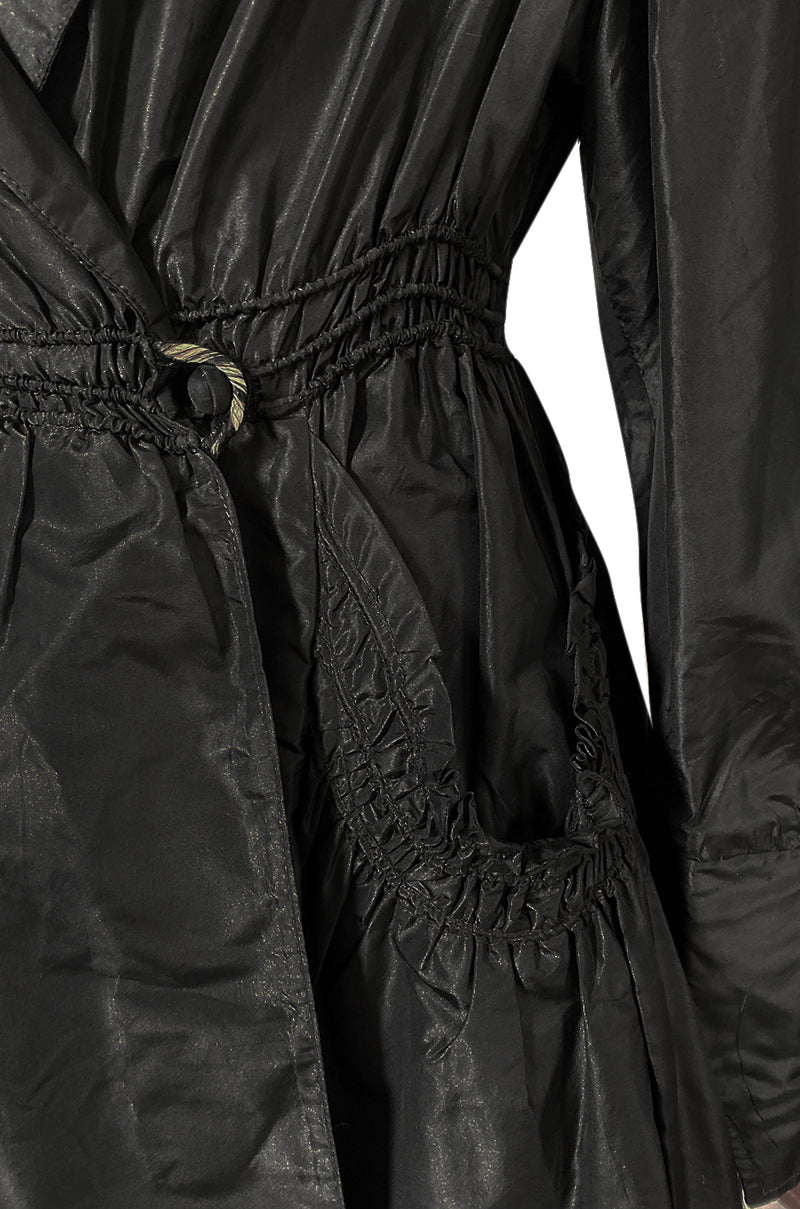 Teens or 1920s Ballas Hess Black Silk Jacket w Gorgeous Pockets & Sleeves