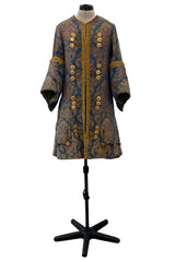 Remarkable Late 1800s Charles H. Fox Theatre Costume Gold & Blue Brocade Great Coat