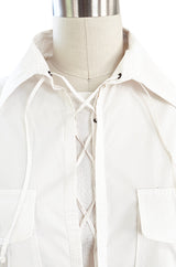 Early 2000s Tom Ford for Yves Saint Laurent Front Lace White Safari Shirt