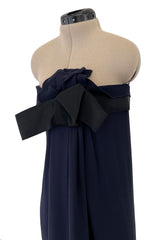 Beautiful Spring 2013 Lanvin by Alber Elbaz Deep Blue Strapless Dress w Bow Detail