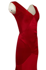 Early 2000s Christian Dior by John Galliano Red Silk Satin Bias Cut Dress