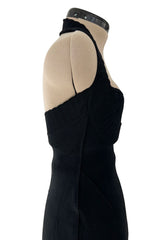 Documented Spring 1992 Azzedine Alaia Black Knit Mini Dress w Curving Halter Neckline
