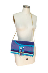 1970s Emilio Pucci Large Convertible Velvet Print Clutch Bag