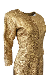 Fall 1991 Yves Saint Laurent Documented Gold Brocade Shift Dress