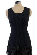 Cruise 2002 Chanel by Karl Lagerfel Cashmere Knit Dress w Silk Chiffon Ribbon Skirt