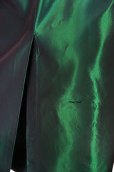 1980s Emerald Silk Taffeta Dior Off Shoulder Dress