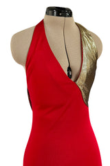 Insanely Good 1980s Giorgio Sant'Angelo Metallic Gold & Red Jersey Dress