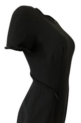 1990s Gianfranco Ferre Transparent Back w Bead Detailing Black Dress