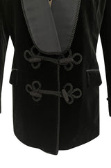 Unbelievable Vintage Turnbull & Asser Men's Black Velvet Smoking Jacket w Braided Silk Cord