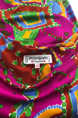 Spring 1991 Yves Saint Laurent Runway & Ad Campaign Printed Draped Dress