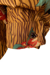 Fall 1990 Todd Oldham Horse Print Western Feel Top w Brass Buttons