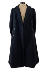 Documented Fall 1959 Givenchy by Hubert de Givenchy Haute Couture Chic Black Wool Coat