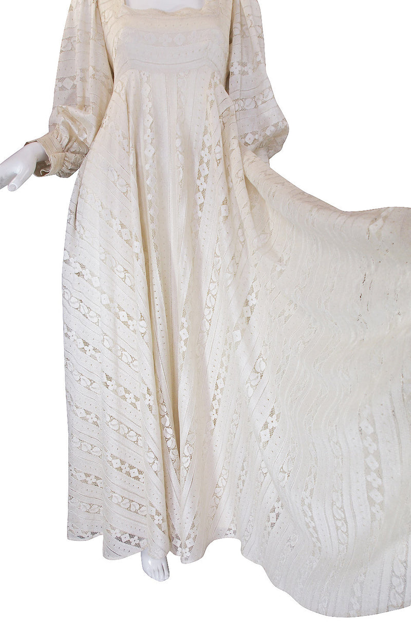 1970s Cream Lace Thea Porter Couture Gown
