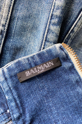 Resort 2015 Balmain Military Inspited Gold Button Denim Mini Skirt Skirt