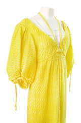 Fall 2016 Rosie Assoulin 'Holster' Bubble Sleeve Yellow Puff Fabric Tie Dress