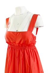 Resort 2008 Oscar de la Renta Look 56 Bright Coral Silk Full & Open Tiered Runway Dress