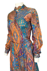 Early 1960s Tina Leser Printed Silk Twill Extra Wide Leg Pant & Top Set
