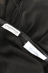1970s Stavropoulos Couture Black Silk Chiffon Cocktail Dress