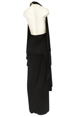 c.1981 Bill Tice Multiple Ways To Wear Black Jersey One Shoulder Dress