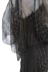 1970s Glitter & Silk Gina Fratini Trained Gown