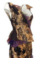 Fall 1992 Christian Lacroix Elaborate Gold & Silk Corset Top & Skirt