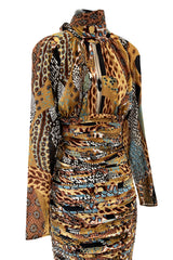 Ad Campaign Fall 2005 Versace by Donatella Versace Runway Silk Chiffon Backless Halter Dress