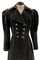 Documented Fall 1970 Yves Saint Laurent Brown Velvet Ultra Fine Corduroy Great Coat