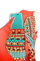 Early 1970s Bob Mackie Ray Aghayan One Shoulder Beaded Jersey Dress