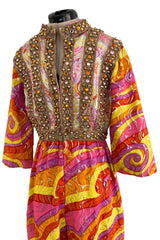 Amazing c.1967 Oscar de la Renta Gold Metallic Brocade Jumpsuit w Extensive Detailing