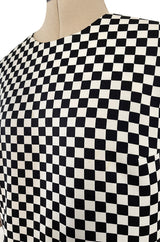 Rare Fall 1995 Gianni Versace Runway & Ad Campaign Black & White Check Shift Dress
