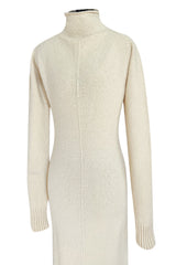 Warm & Cozy 2000s Celine by Pheobe Philo Cream Sweater Dress w High Neck