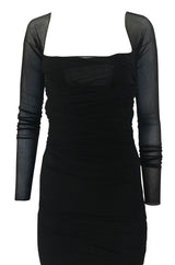 c.1990 Giorgio di Sant Angelo Black Stretch Net Multi Length Dress