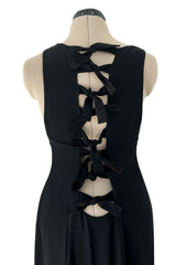 Stupendous Spring 2008 Valentino Original Runway Black Front & Back Plunge Bow Dress