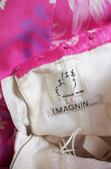 Early 1970s Pink Couture Hanae Mori Trained Gown