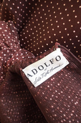 1970s Adolfo Organza Dot Ruffle Gown