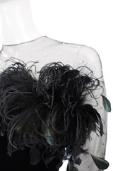 1970s Velvet & Feather Givenchy Gown