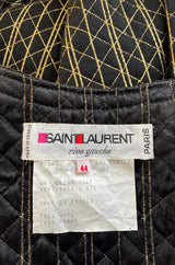 1982 Yves Saint Laurent Gold Metallic Top Stitched Jacket
