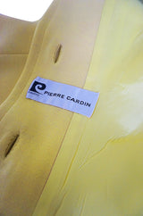 Chic 1970s Pierre Cardin RTW Sleek Little Yellow Coat