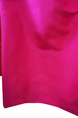 1980s Pauline Trigere Balloon Sleeve Pink Silk Taffeta Dress