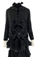 Documented Fall 1994 Valentino Haute Couture Hand Beaded & Pleated Top, Skirt & Jacket Suit Set