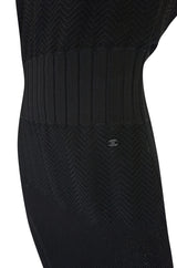2008A Chanel Beautiful Off Shoulder Black Knit Dress
