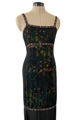 Striking Fall 1997 Chanel by Karl Lagerfeld Runway Watercolour Black Dress w Bead Detail