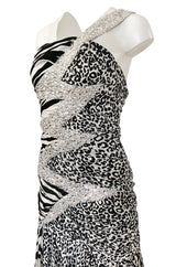 Fall 2008 Balmain by Christophe Decarnin Runway Zebra & Leopard Print Dress w Crystal Bolt