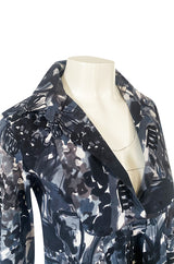 Spring 2006 Marni Blue & Grey Cotton Print Baby Doll Mini Dress